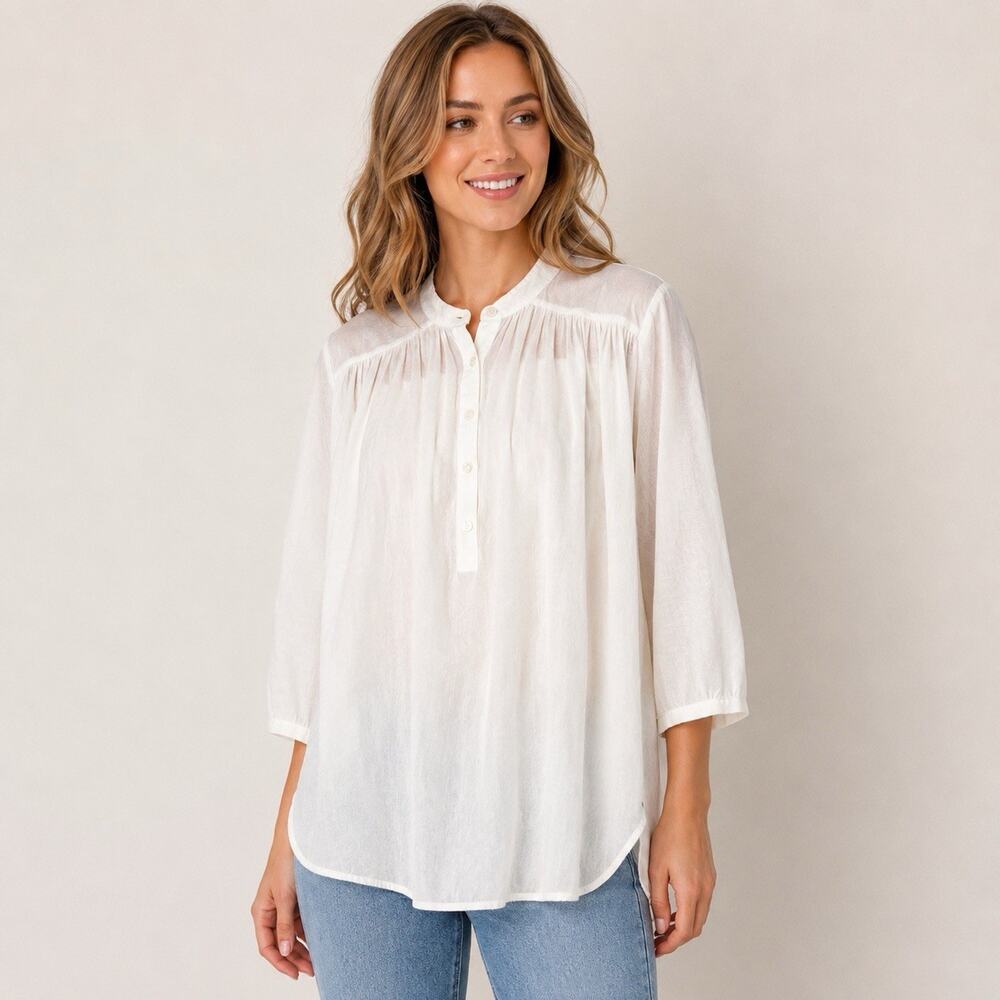 Rebecca Minkoff Top Small Ivory Sheer Romantic Boho Popover